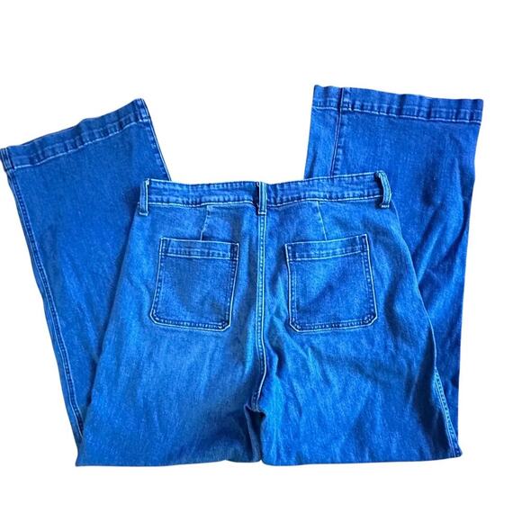 Extra High-Rise Wide Leg Blue Denim Jeans Boho Retro Size 14 - Picture 4 of 8